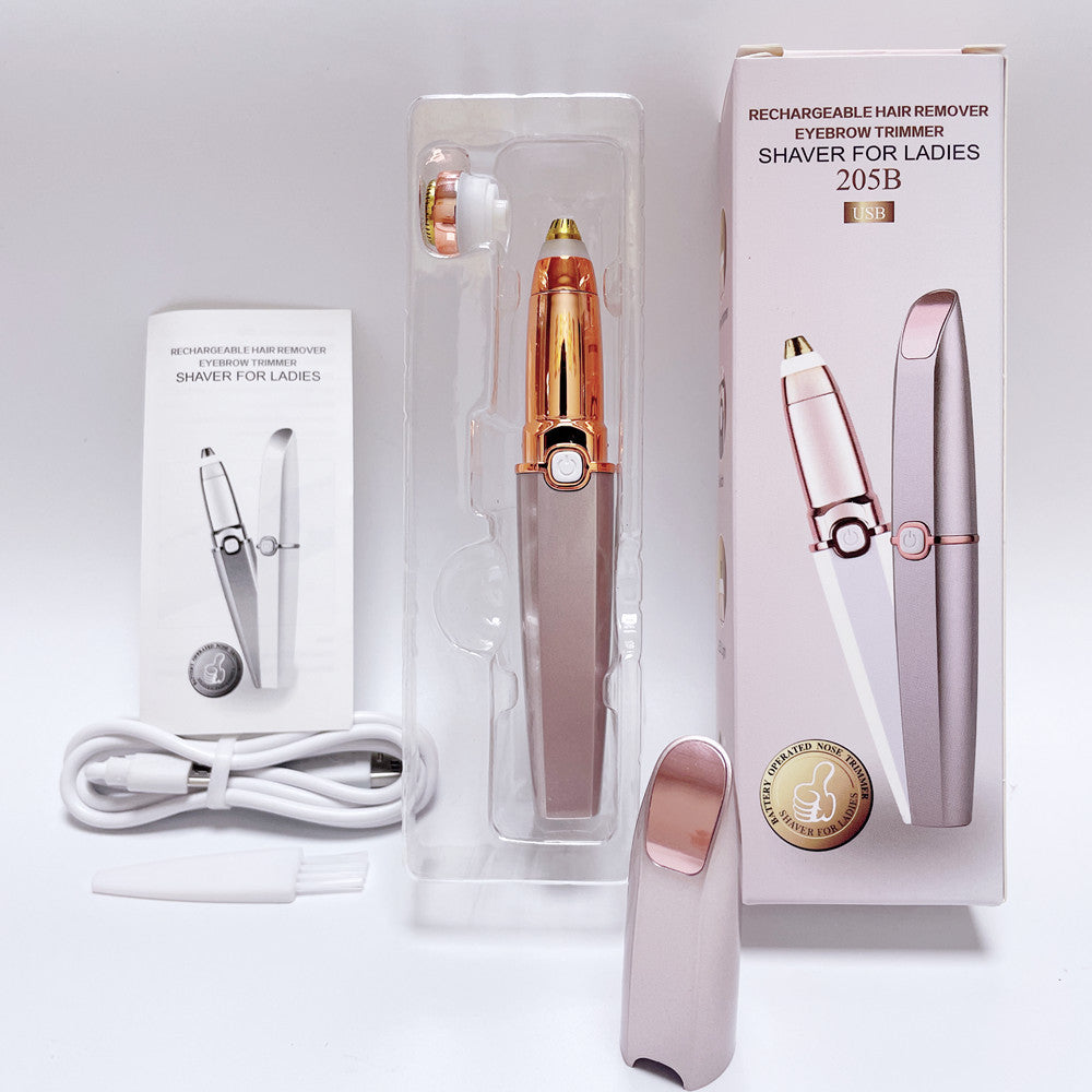 Eyebrow Facial Trimmer: 2 in1 Rechargeable Facial Hair Removal and Eyebrow Electric Shaver - Face Lips Body Painless Facial Razor Daily Comfort - Lefreniy