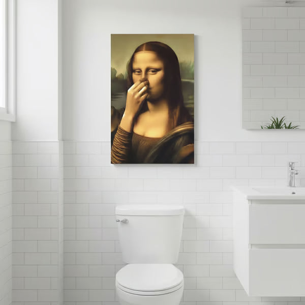 Renaissance Lady Holding Nose Bathroom Canvas Art