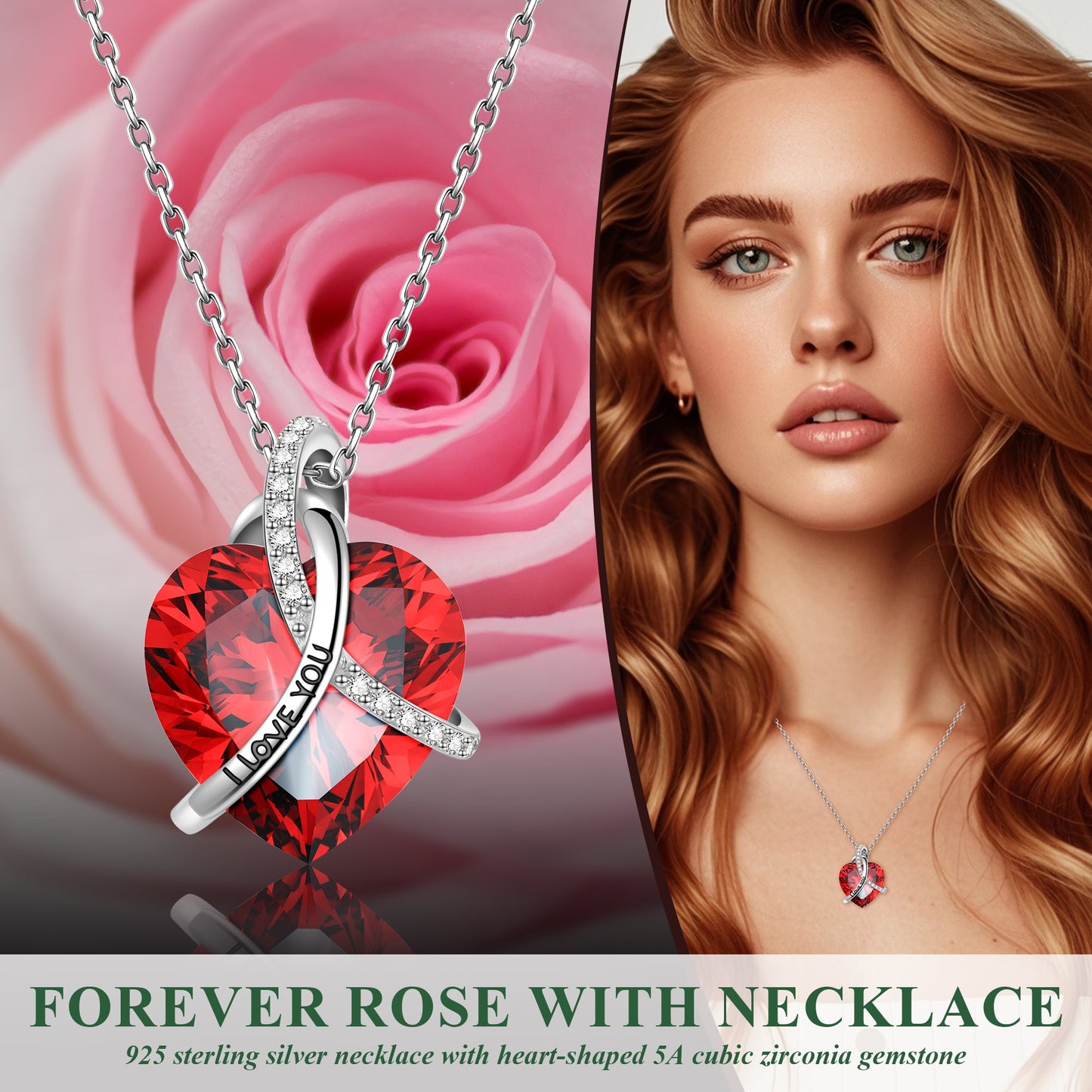 Preserved Pink Real Rose with Necklace