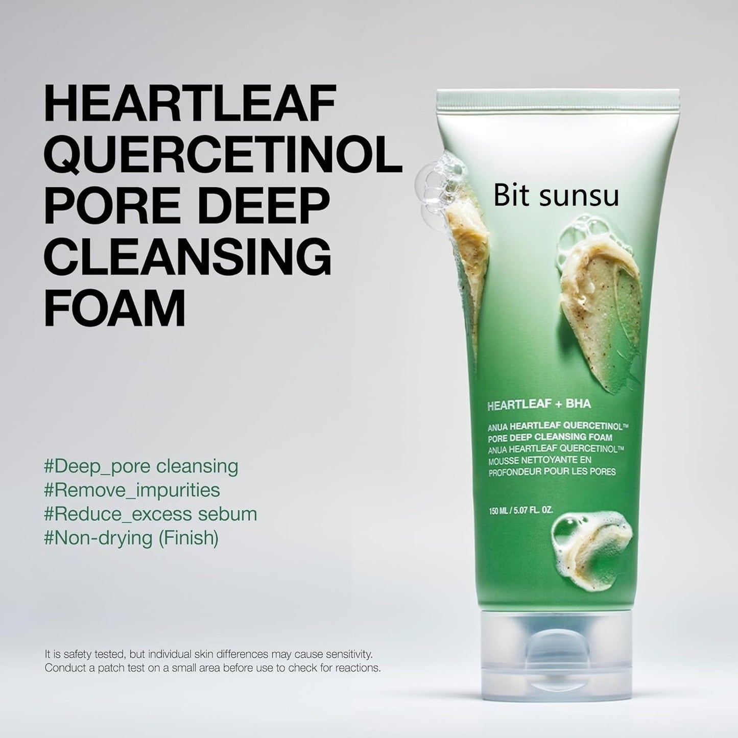 Hankook Bit Sunsu Heartleaf Quercetin Pore-Deep Cleansing Foam— Purify Pores Without