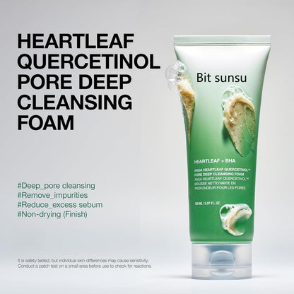 Hankook Bit Sunsu Heartleaf Quercetin Pore-Deep Cleansing Foam— Purify Pores Without