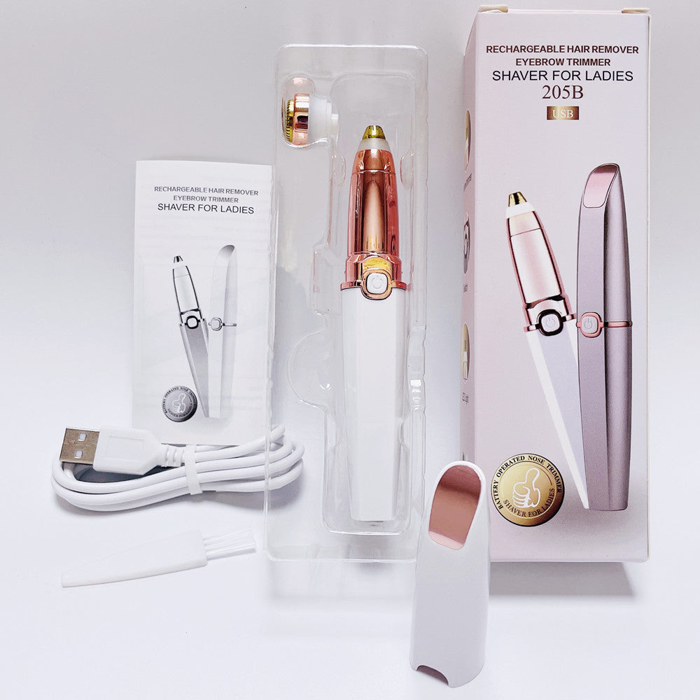 Eyebrow Facial Trimmer: 2 in1 Rechargeable Facial Hair Removal and Eyebrow Electric Shaver - Face Lips Body Painless Facial Razor Daily Comfort - Lefreniy