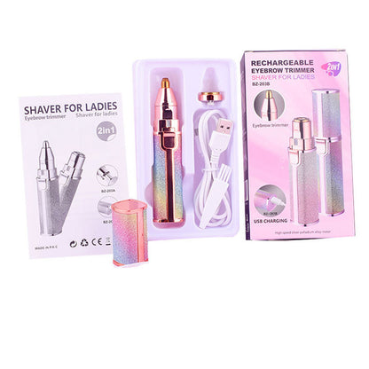 Eyebrow Facial Trimmer: 2 in1 Rechargeable Facial Hair Removal and Eyebrow Electric Shaver - Face Lips Body Painless Facial Razor Daily Comfort - Lefreniy