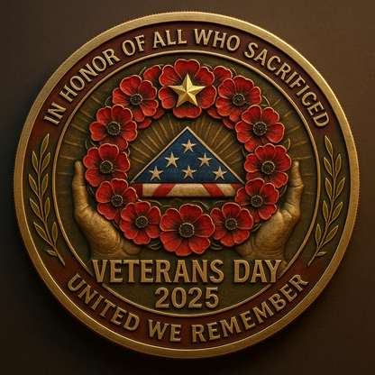 Veterans Day 2025 Commemorative Coin – Honoring All Who Served 🇺🇸🌺