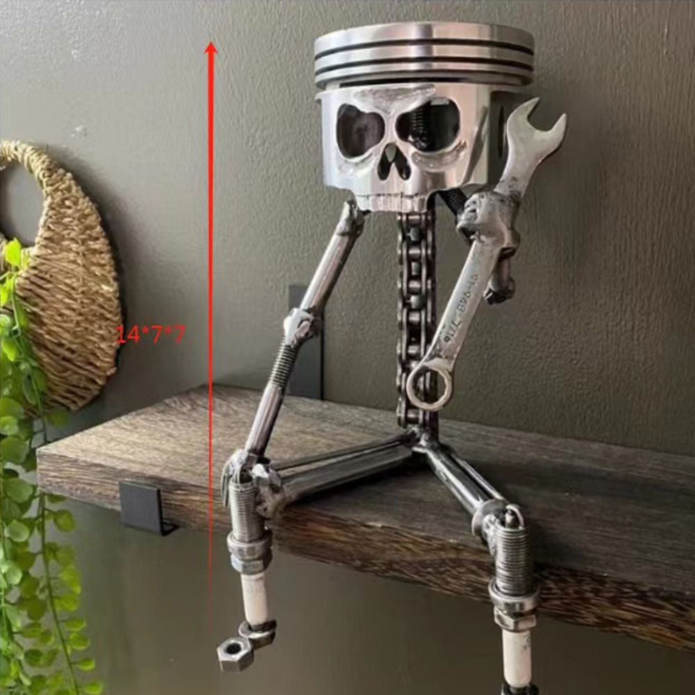 Handmade Piston Skull Face Sculpture