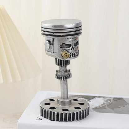 Handmade Piston Skull Face Sculpture