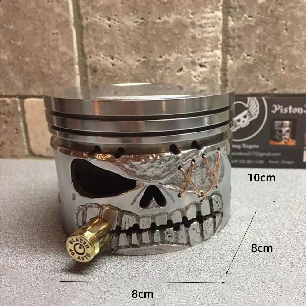 Handmade Piston Skull Face Sculpture
