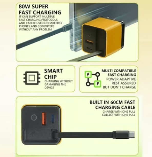 🎁✨3 in 1 Charger Retractable 80W MAX Fast - Lefreniy
