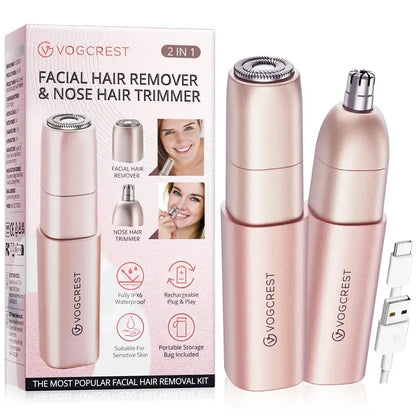 Eyebrow Facial Trimmer: 2 in1 Rechargeable Facial Hair Removal and Eyebrow Electric Shaver - Face Lips Body Painless Facial Razor Daily Comfort - Lefreniy